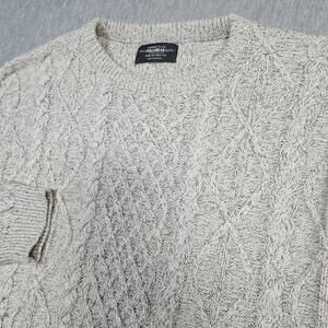 Pull & Bear Sweater Mens XL Gray Cable-Knit Pullover Heavyweight Knit Crew Neck